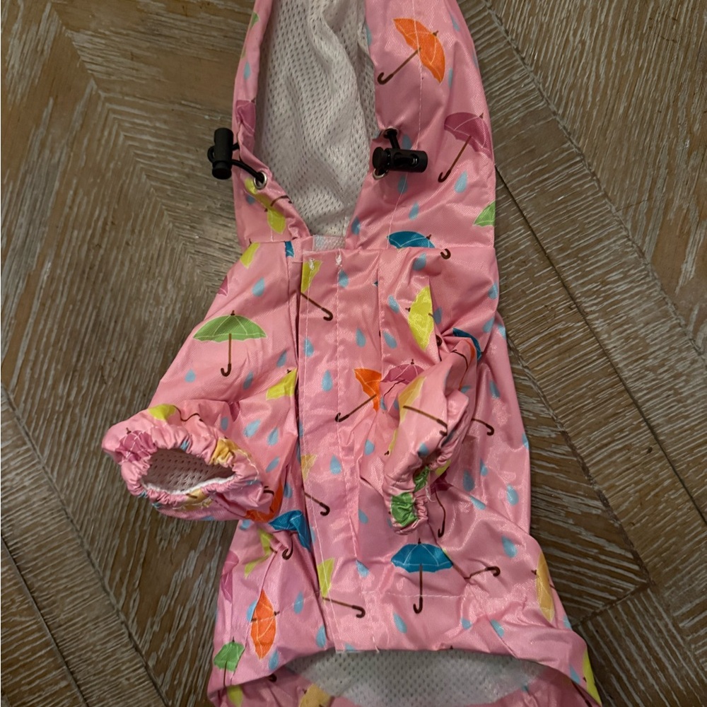 Pink Umbrella Print Dog Raincoat